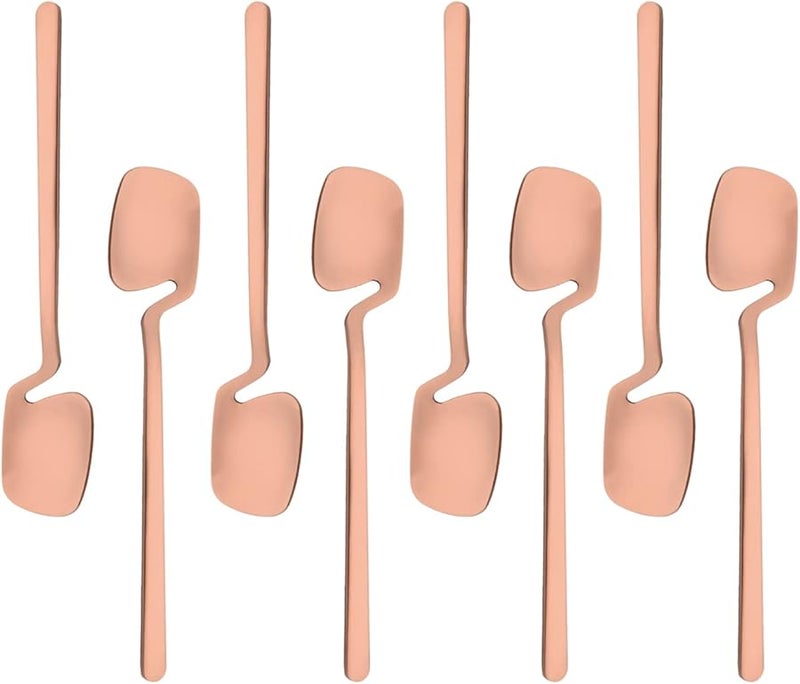 8 Piece Rose Gold Mini Teaspoon Set For Coffee Dessert Cake Ice Cream - Image 1